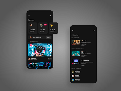 Stream App app design games minimal stream typography ui ux