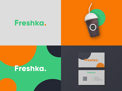 Freshka Juice Delivery Branding art branding circles delivery drink flat fresh green illustration illustrator juice lettering logo minimal orange smoothie type typography