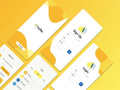 Holler: mental health chat app run by students for students app design illustration ui