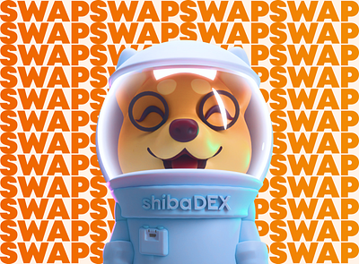 Gorgeous astronaut Shiba Inu for ShibaDEX crypto wallet 3d brand branding crypto finance graphic design illustration mascot typography wallet