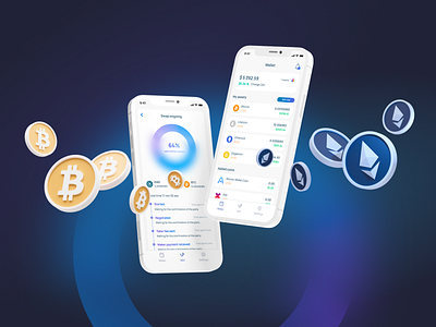 Crypto mobile wallet AtomicDEX 3d bitcoin branding coins crypto design ethereum finance graphic design modelling ui ux wallet