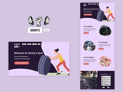 Landing page for Jimmy's Gym