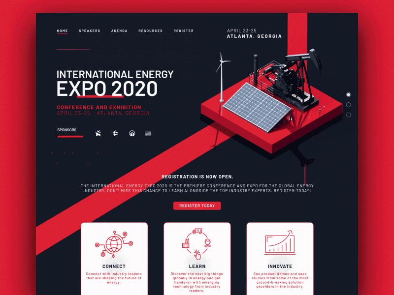 Web Animation landing page for Energy Expo Trade show! 3d animation animated website branding design studio energy expo isometric landing page design motion design top ux ui designer trade show web animation webdesign website