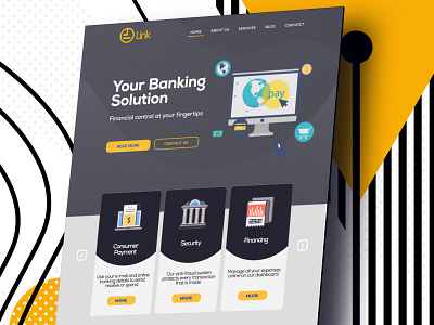 Banking Solutions Landing Page Website Design banking banking app branding design finance illustration landing page responsive design top ux ui designer user interface ux ui visual design web design webdesign