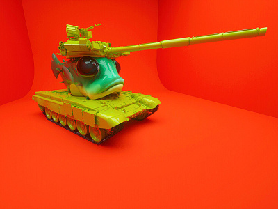Fish Tank! 3d branding c4d cinema 4d colorful cute design exploration fish military octane red study tank