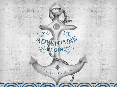 The adventure begins anchor design illustration nautical quotes sea