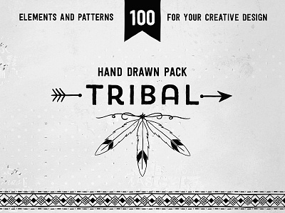Hand drawn tribal design vector pack