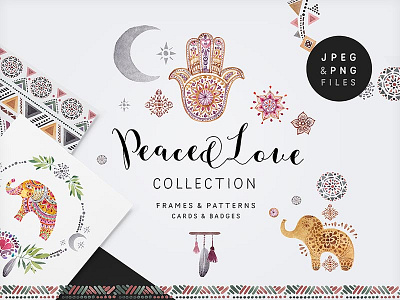 Peace&Love branding cards design frames illustration love packaging patterns peace set sonice