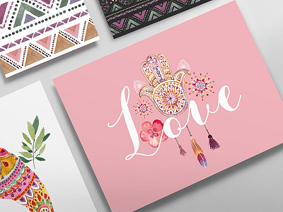 Feel love branding cards design frames illustration love packaging patterns peace set sonice