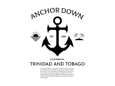 Anchor Down Trinidad & Tobago anchor branding caribbean clean coconut concept creative logo culture design line art logo logobranding logodesign minimal modern negative space sun trinidad and tobago twin islands
