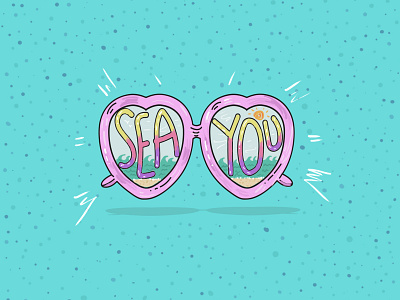 Sea you! design flat illustration lettering vector