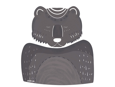 Bob the Bear design flat freehand illustration vector