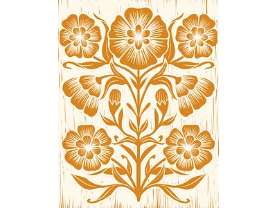 flower lino cut art design illustration linocut procreate woodblock