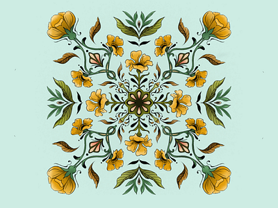 floral mandala art design illustration procreate
