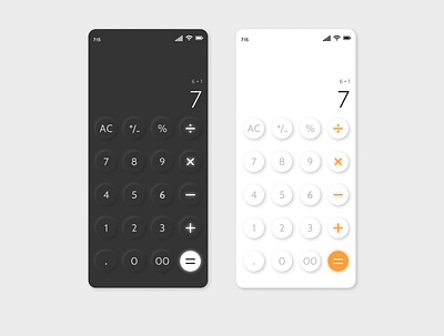 Daily UI 004/Calculator calculator daily 100 challenge dailyui dark mode design figma light mode mobile neumorphic neumorphism ui ux