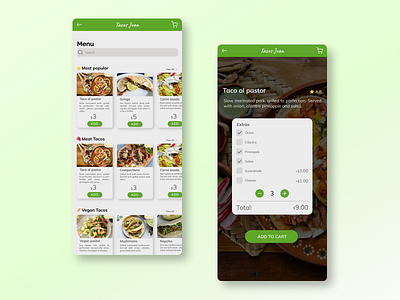 Daily UI 043/Food menu daily 100 challenge dailyui design figma food app menu taco ui ux