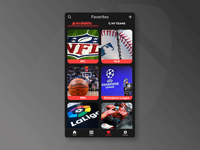 Daily UI 044/Favorites app daily 100 challenge dailyui design favorites figma sports sportsapp ui ux