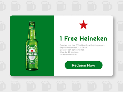 Daily UI 061/Redeem Coupon beer coupon daily 100 challenge dailyui design figma heineken ui ux