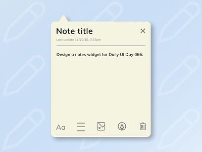 Daily UI 065/Notes Widget daily 100 challenge dailyui design figma notes ui ux widget