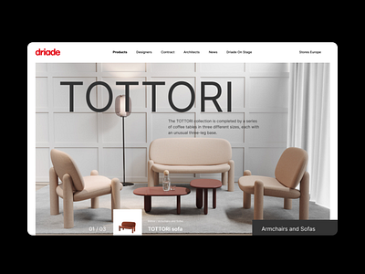 Driade website redesign design flat furniture minimal ui uiux user experience user interface ux web design website