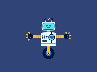 Happy Robot animated animation character design faux 3d illustration loop robot vector