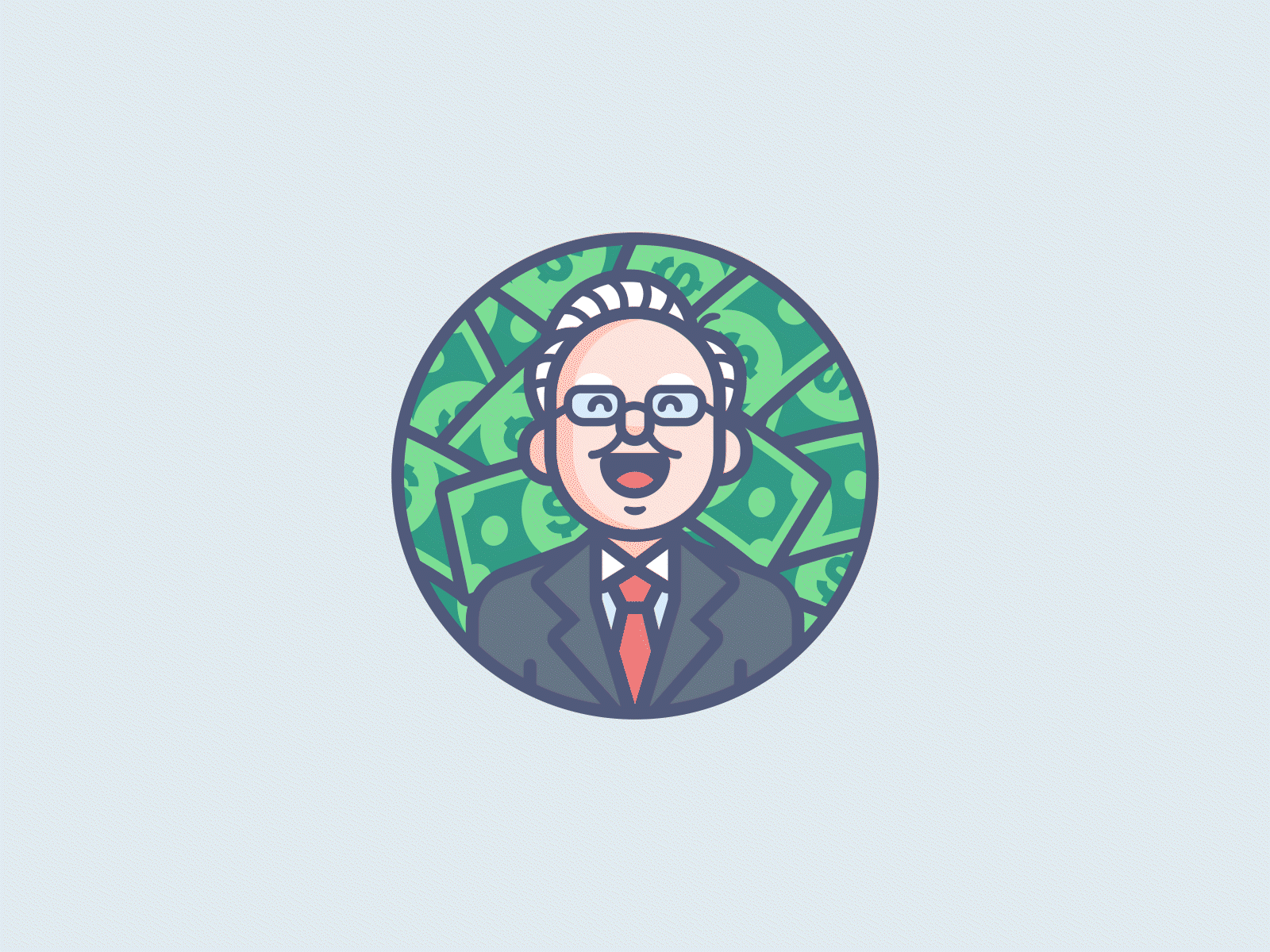 Happy Buffett avatar branding business character design illustration vector warren buffett