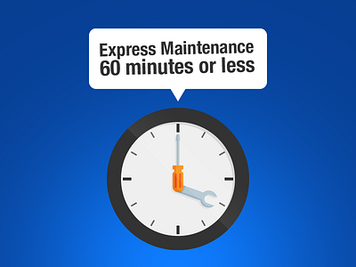 Express Service! automotive clock graphic design illustration retail tools wip