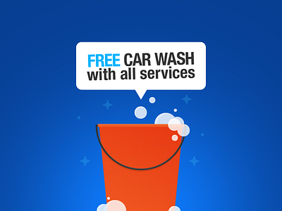 Free Car Wash! automotive bucket car wash graphic design illustration retail wip