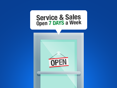 Open 7 Days a Week! automotive door graphic design icon illustration retail wip