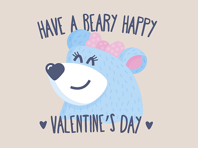 Have a Beary Happy Valentine's Day! bear bow graphic design heart illustration valentines day