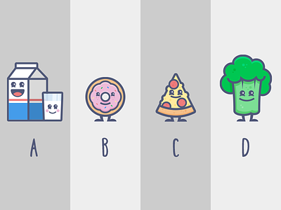 Food Testing! broccoli donut food graphic design illustration milk pizza stickers