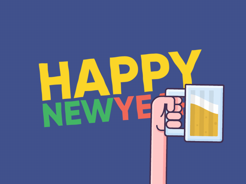 Happy New Year! animated animation beer gif happynewyear illustration loop