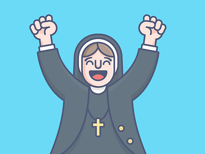Nun Ya catholic character christian happy illustration nun religion