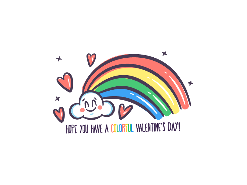 Happy Valentine's Day! character design graphic design hearts holiday illustration pencil rainbow valentines day