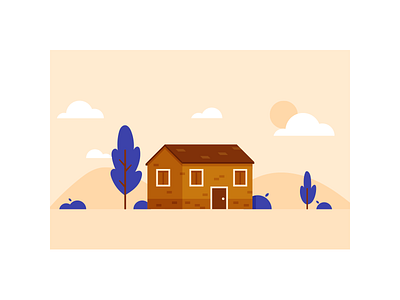 🏠 clouds house illustration landscape trees