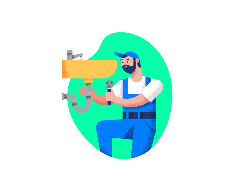 So you are a plumber and your name is not Mario? bathroom character design handyman illustration man plumber sink