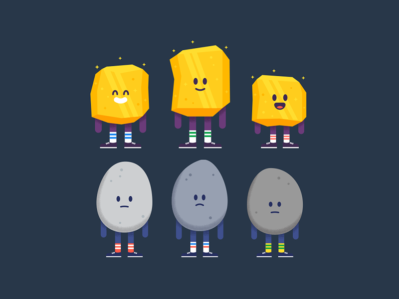 Happy gold sad rocks