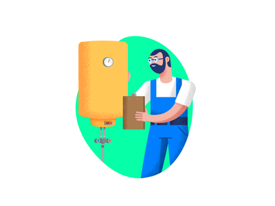 🔥 It's Heating Up 🔥 character design handyman illustration service water heater