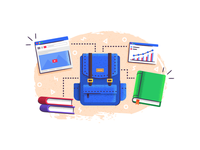 Semper Paratus backpack books business digital marketing growth illustration youtube