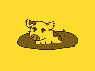 Inktober - Day 23 - Muddy design graphic design illustration inktober mud pig vectober