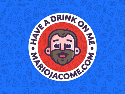 Have a drink on me... get it? badge branding character design coasters design graphic design icons illustration vector