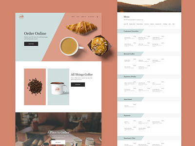 Red Rock Coffeehouse Website coffee coffee shop color palette colorado design digital figma food interface landing page menu minimalist modern red teal ui uidesign uiux ux website