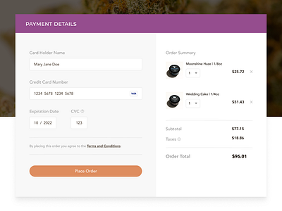 Dispensary Checkout page