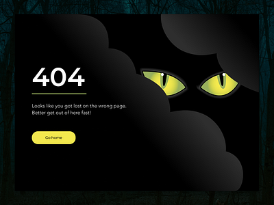 Spooky 404 page 404 black design digital art error 404 eyes figma halloween halloween design illustration spooky ui vector yellow