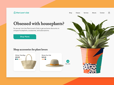 Plant Lover's Landing Page color palette colorful design design challenge figma gardening homepage interface design landing page modern orange plants succulents ui ux ux design yellow