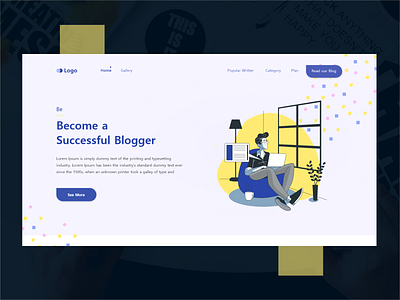 Landing Bloger | Ebook | Newsagency 2020 trend aplications branding clean color concept design ebook design illustration ux website design xd design