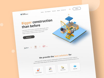 Construction Website | Landing | 2021 2020 trend 3d clean color concept design graphic design logo website design xd design