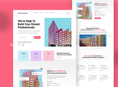 Construction Agency Website 2021 branding clean color concept design illustration logo ui vector website design xd design