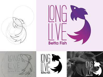 LONG LIVE BETTA FISH betta fish identity logo logo design