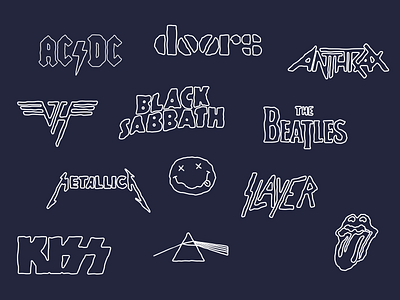 Squiggly lines band logos